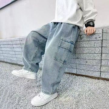 Calça Cargo Denim Reta – Premium Fit